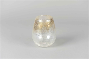 Glasvase, Ysdal Ø14x H15cm, weiss-gold Glasvase, Ysdal Ø14x H15cm, weiss-gold