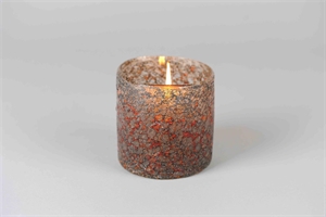 Windlicht Glas, Bloodshot Ø12x H12cm, braunrot Windlicht Glas, Bloodshot Ø12x H12cm, braunrot