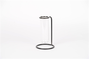 GlasRohr Vase, mit Halter L13x 13x H27cm, klar*