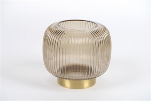 Vase, Linjo Ø20x H18cm, brown