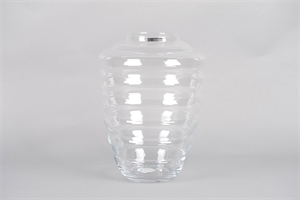 Glasvase, Ribbad Ø12.5x H35.5cm, klar Glasvase, Ribbad Ø12.5x H35.5cm, klar