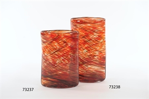 Glasvase, Remolino - L16.5x 10x H30.5cm, rot/gold Glasvase, Remolino - L16.5x 10x H30.5cm, rot/gold