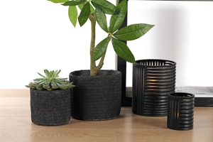 Glasvase, Stripy suit - Ø18x H20.5cm, black Glasvase, Stripy suit - Ø18x H20.5cm, black