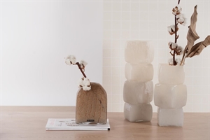 Glasvase, Cubo - L16x 16x 30cm, white/grey* Glasvase, Cubo - L16x 16x 30cm, white/grey*