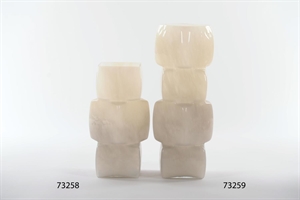 Glasvase, Cubo - L16x 16x 41cm, white/grey* Glasvase, Cubo - L16x 16x 41cm, white/grey*