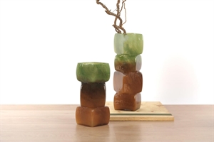 Glasvase, Cubo - L16x 16x 30cm, green/brown* Glasvase, Cubo - L16x 16x 30cm, green/brown*