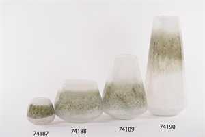 GlasVotiv, Touch of gras Ø12x H11cm, olive/weiss GlasVotiv, Touch of gras Ø12x H11cm, olive/weiss