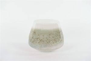 Glasvase, Touch of gras Ø21.5x H18cm, olive/weiss Glasvase, Touch of gras Ø21.5x H18cm, olive/weiss