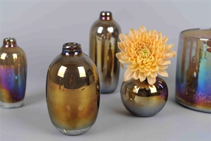 GlasVase, Flasche Glanz - Ø9.7x H15.5cm, coco GlasVase, Flasche Glanz - Ø9.7x H15.5cm, coco