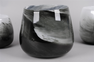 Glasvase, Zylinder gebogen Ø26x H23cm, black magic