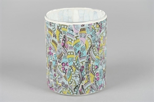 Votiv, Mosaic Ø12x H15cm, vari colered Votiv, Mosaic Ø12x H15cm, vari colered