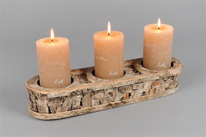 Kerzenständer, 3-Kerzen L38x 10x H7cm, Birkenholz Kerzenständer, 3-Kerzen L38x 10x H7cm, Birkenholz