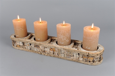 Kerzenständer, 4-Kerzen L51x 10x H7cm, Birkenholz