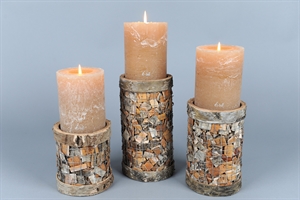 Kerzenständer, 3-Set - H14/ 19/ 23cm, Birkenholz Kerzenständer, 3-Set - H14/ 19/ 23cm, Birkenholz