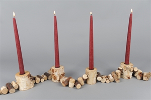 Kerzenständer, Girlande, 4-Kerzen L109cm, Birkenholz Kerzenständer, Girlande, 4-Kerzen L109cm, Birkenholz