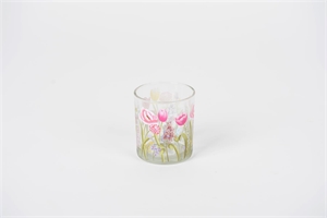 Votiv Windlicht, Blumen Ø7x H8cm, rosa Votiv Windlicht, Blumen Ø7x H8cm, rosa