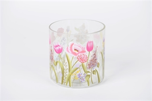 Windlicht, Blumen Ø15x H15cm, rosa Windlicht, Blumen Ø15x H15cm, rosa