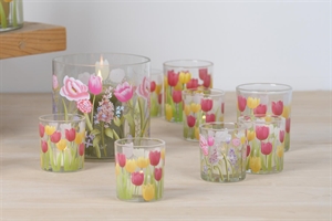 Votiv Windlicht, Tulpen Ø7x H8cm, bunt Votiv Windlicht, Tulpen Ø7x H8cm, bunt