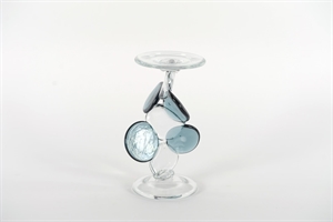 Kerzenständer, Glas Coins L13x 12x H22.5cm, blau Kerzenständer, Glas Coins L13x 12x H22.5cm, blau