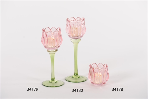 Teelichthalter, Dazzling haze - Ø8x H19cm, rosa/grün Teelichthalter, Dazzling haze - Ø8x H19cm, rosa/grün