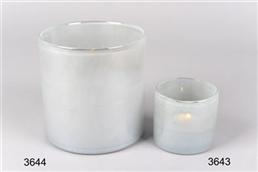 Windlicht, Glas Satiny 15x 15cm, hellgrau Windlicht, Glas Satiny 15x 15cm, hellgrau