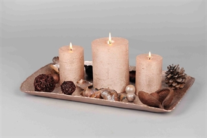 Schale, Alu gehämmert L44x 27x H3cm, rosegold Schale, Alu gehämmert L44x 27x H3cm, rosegold