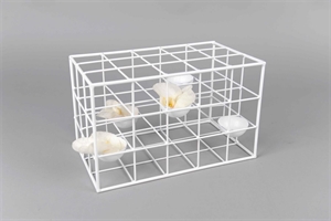 Teelichtfassung, Gitter - L28x 17x H17cm, weiss Teelichtfassung, Gitter - L28x 17x H17cm, weiss