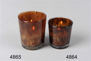 Windlicht, flame of love Ø5.5x H6cm, tobacco