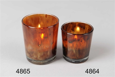 Windlicht, flame of love Ø6.5x H7.5cm, tobacco