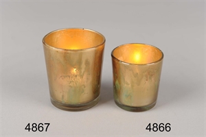 Windlicht, flame of love Ø5.5x H6cm, altgold