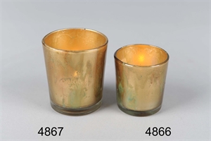 Windlicht, flame of love Ø6.5x H7.5cm, altgold