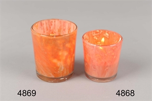 Windlicht, flame of love Ø5.5x H6cm, orange