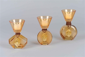 Teelicht, mit Schmuckstück - set/3, amber Teelicht, mit Schmuckstück - set/3, amber