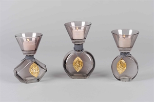 Teelicht, mit Schmuckstück - set/3, grau Teelicht, mit Schmuckstück - set/3, grau