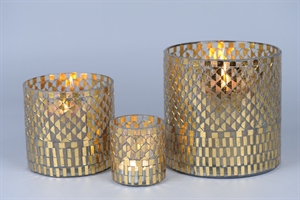 Windlicht, Belle verre Ø20x H20cm, doré* Windlicht, Belle verre Ø20x H20cm, doré*