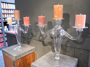 Kerzenständer, Triune 3 Arme - H 38cm, glasklar