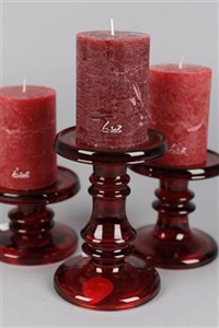 Kerzenständer, Glas Barbell - 11x 15.5cm, rot