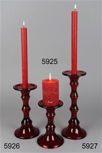 Kerzenständer, Glas Barbell - 12x 29cm, rot
