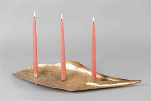 Kerzenschale, für 3 Spitzkerzen L66x 23cm, gold