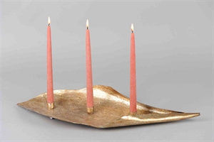 Kerzenschale, für 3 Spitzkerzen L66x 23cm, gold Kerzenschale, für 3 Spitzkerzen L66x 23cm, gold