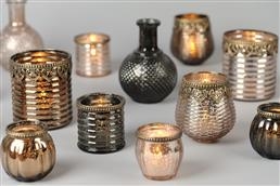 Vase- & Kerzenhalter, Glas Arabiese Ø11x H14.5cm, braun