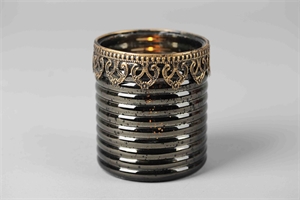 Votiv, Glas Arabiese Ø10.5x H11.5cm, grau Votiv, Glas Arabiese Ø10.5x H11.5cm, grau