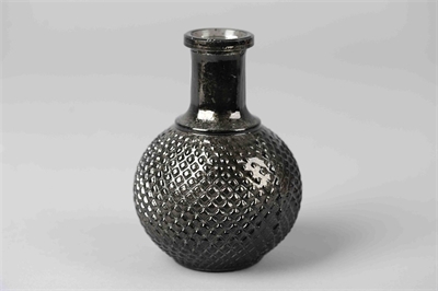 GlasVase/ Kerzenständer, Arabiese Ø11x H14cm, grau