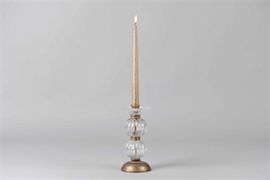 Kerzenständer, Metall/ Glas - Ø10x H22.5cm, bronce