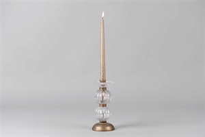 Kerzenständer, Metall/ Glas - Ø10x H22.5cm, bronce Kerzenständer, Metall/ Glas - Ø10x H22.5cm, bronce