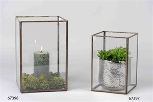 Vitrine, Glas L16x 16x H24cm, burn antik Vitrine, Glas L16x 16x H24cm, burn antik