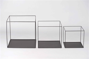 Vitrine, Metal offen Ø8x H8cm - Set/3 , schwarz