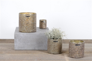 Windlicht, Twinkling stars Ø12x H12cm, gold Windlicht, Twinkling stars Ø12x H12cm, gold