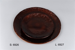 Schale, rund metall - Ø24x H2cm, braun