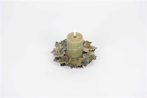 Kerzenständer, Gold Ahorn Ø20x H3cm, grün